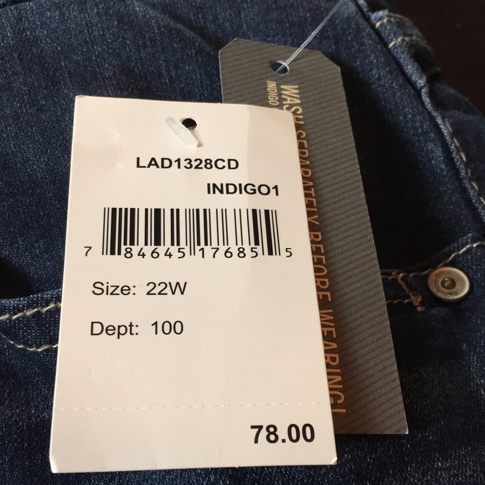 WIT & WISDOM Ab Solution Indigo Jeans Size 22W - Picture 12 of 13